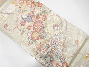 佐賀錦巻物に孔雀・花模様織出し袋帯